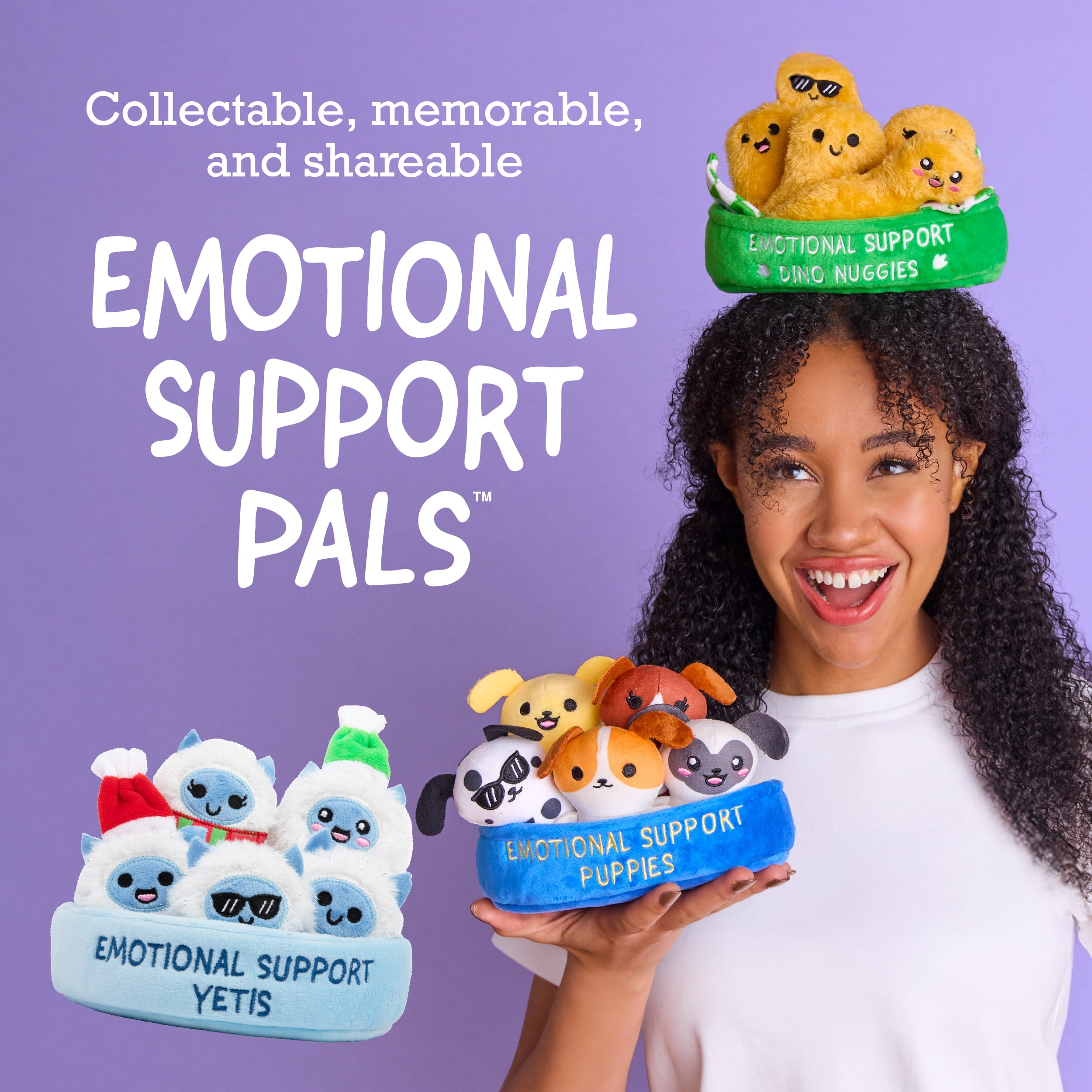Emotional Support Pals Puppies, Plush Animal Toys, Includes 5 Plushies with Carrying Basket