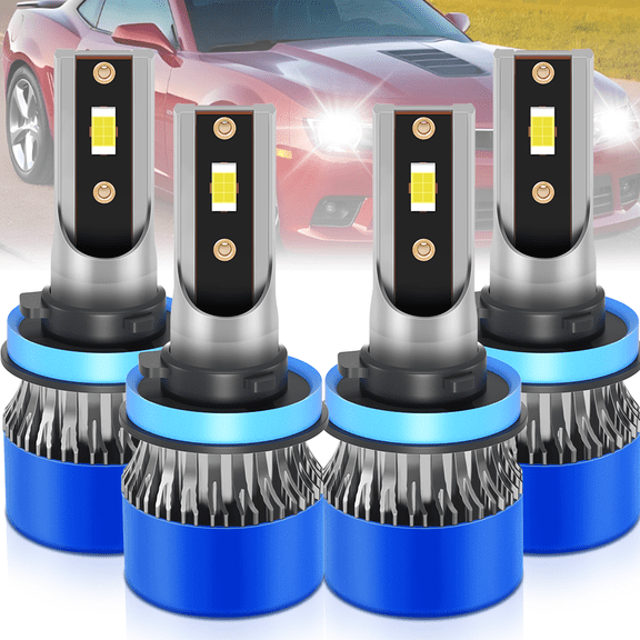 TELLIGIBLE For Chevrolet Camaro 2014-2015 LED Headlight Bulbs, High Beam H11/H9/H8, Low Beam H11/H9/H8, White 6500K 4Pcs
