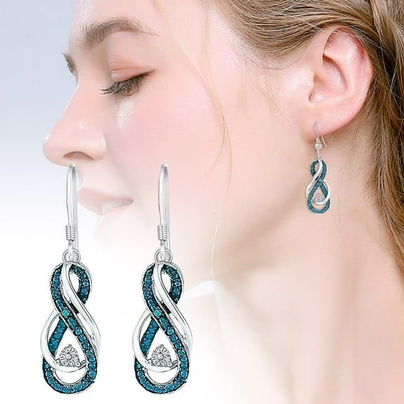 Mother's Day Sale- Fashion 8 Character Ear Hook Short Earrings Super Shiny Diamond Earrings Light Luxury Earrings