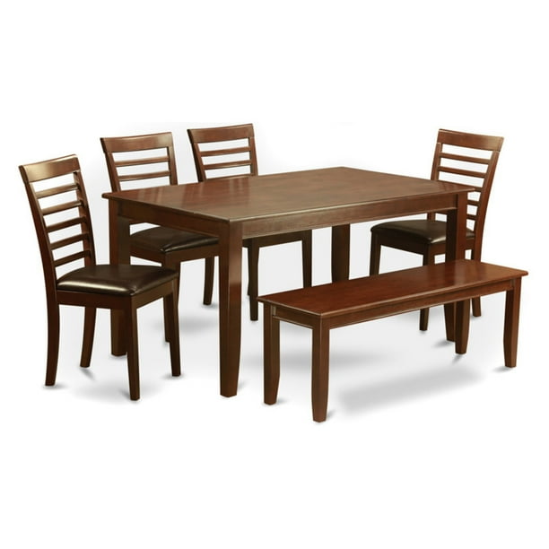 East West Furniture Dudley 6 Piece Rectangular Dining Table Set with