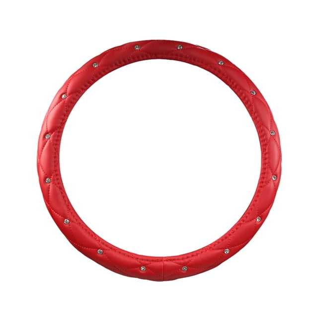 Steering Wheel Cover For Women With Rhinestones And Artificial Leather Universal Fit 14.5 in To 15 in Diameter