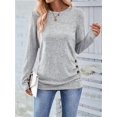 thumbnail image 4 of Womens Long Sleeve Shirts Tops Button Casual Blouses Pullover Tunic Winter Fashion Clothes Light Gray M, 4 of 9