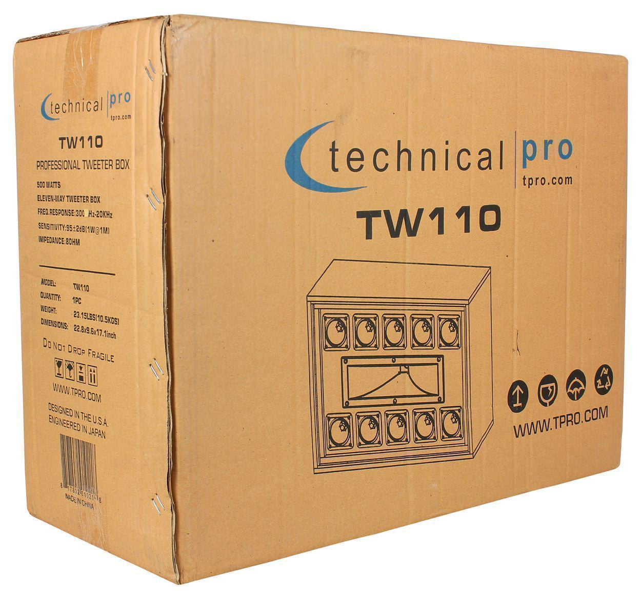 Technical Pro TW110 1000 Watt Carpeted 11-Way DJ Tweeter Box Array System 2 