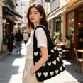 thumbnail image 4 of BZPIZ Knitted Heart-Patterned Tote Bag for Women, Large Beach Bag Shoulder Bag for Work School Beach Travel and Shopping Grocery, Gift for Women Men, 4 of 6