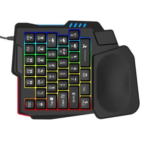 Gieenan One Handed Gaming Keyboard, 14-Key with Backlight USB Corded Keypad with Hand Rest and Shine Through