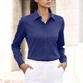 thumbnail image 5 of Women's Classic Collar Long Sleeve Button Down Shirt in Solid Color for Casual and Professional Wear, 5 of 5