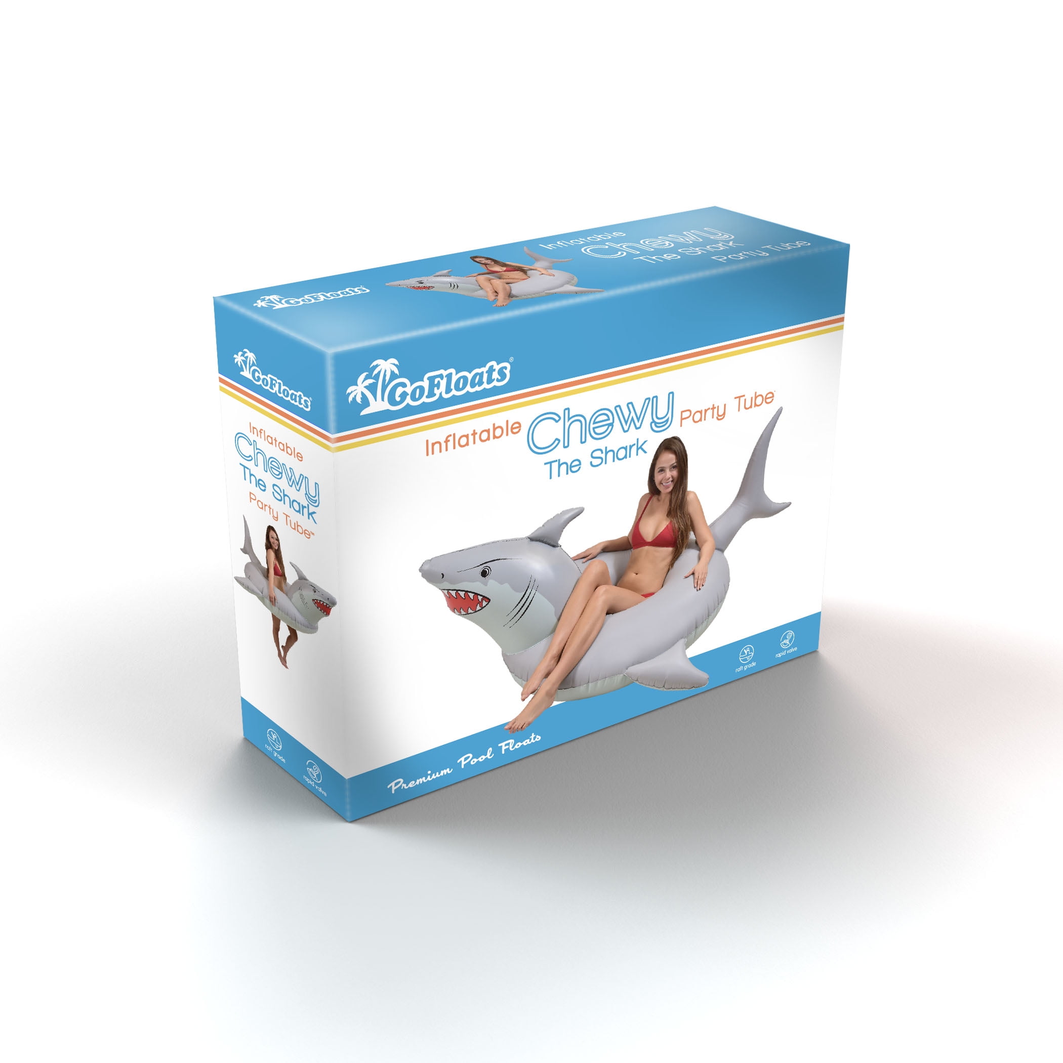 GoFloats 'Great White Bite' Shark Inflatable Party Tube - Pool Float for Adults and Kids