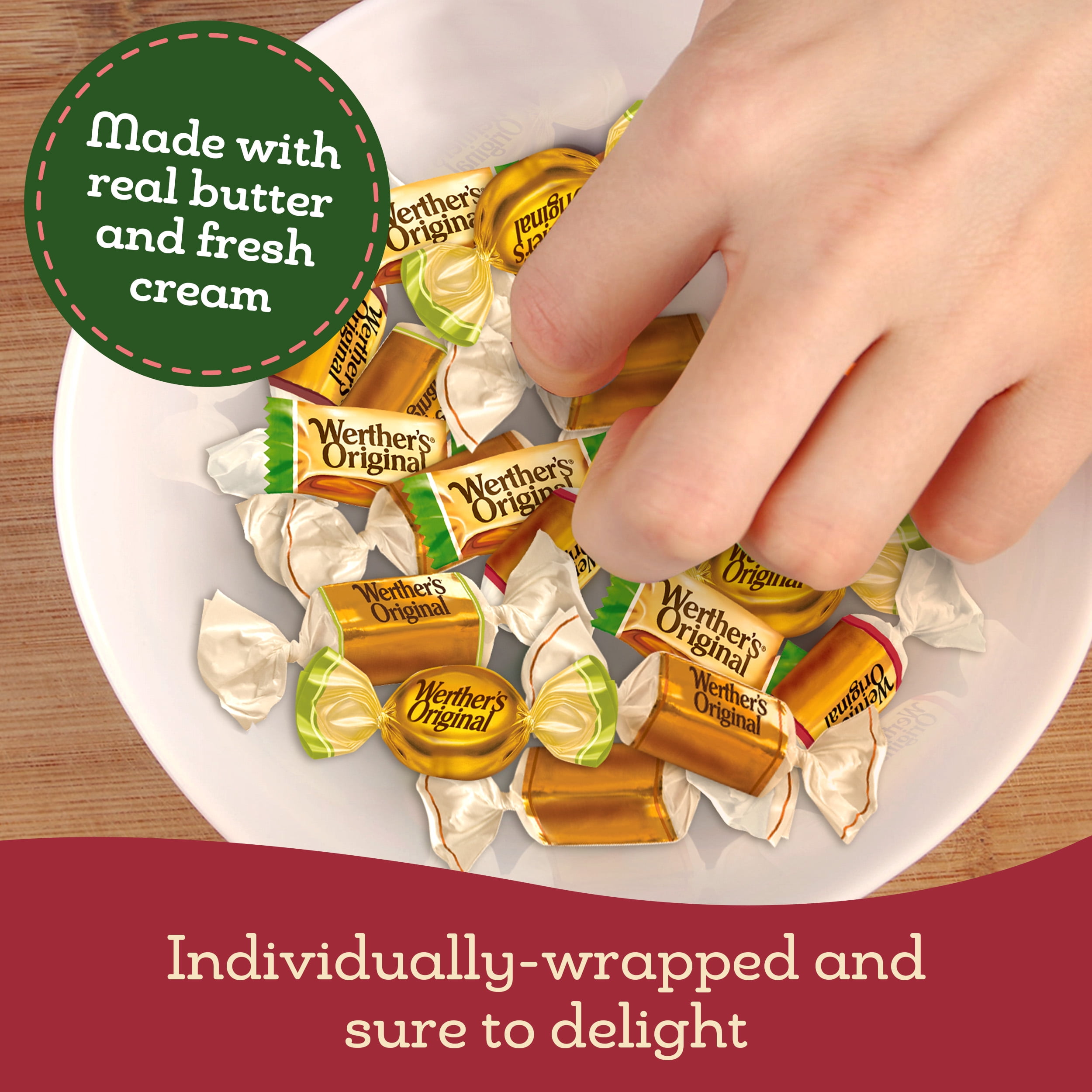 Werther's Original Individually Wrapped Caramel Apple Hard Candy, 8.57 oz Bag