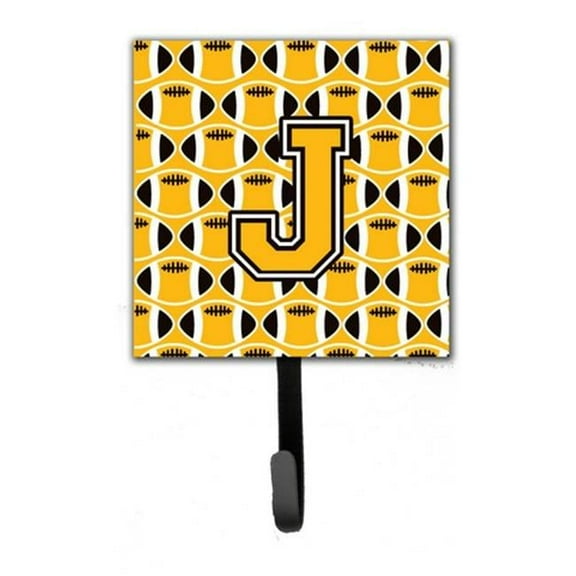 Letter J Football Black, Old Gold & White Leash or Key Holder