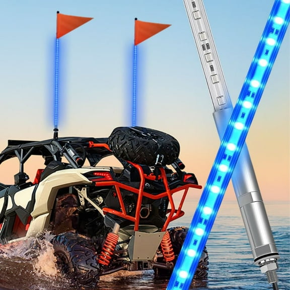 Nilight 1PCS 4FT LED Whip Light with Aluminum Base Red Color Safety Warning Pole Lighted Antenna Whips for RZR Polaris Dune Buggy Off-Road Truck UTV ATV