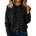 thumbnail image 2 of Sweaters For Women Solid Color Loose Style Hooded Pullover Sweater With Real Sequins For Autumn Winter Holiday Gatherings Leisure M Womens Sweaters, 2 of 5