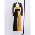 thumbnail image 4 of SiiRoh Girls Sequins Long Sleeve Cropped Top with Wide Leg Pants Sparkly Color Block Hip Hop Street Dance Outfits Gold 14, 4 of 7