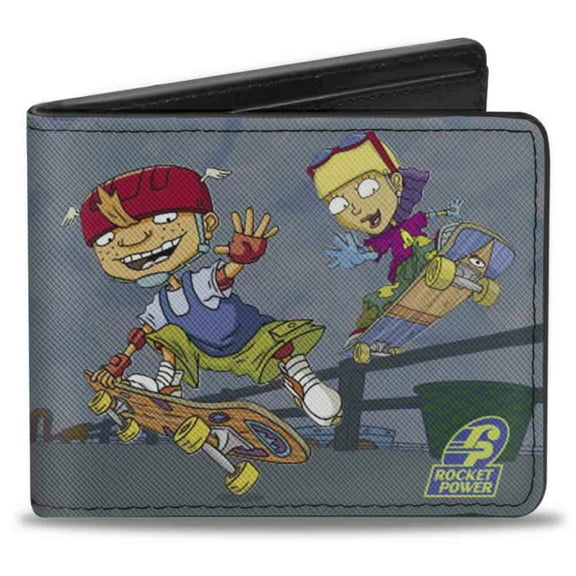 Nickelodeon Wallet, Bifold, Rocket Power Character Group Action Pose Grays, Vegan Leather