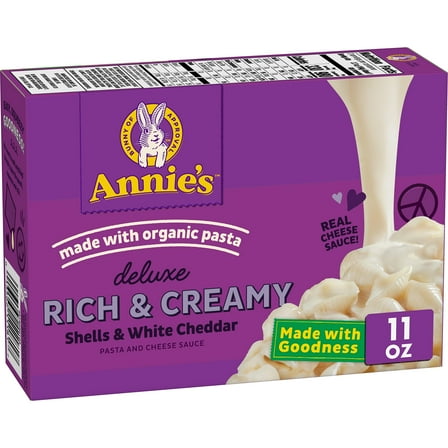 Annie’S Real White Cheddar Shells Deluxe Rich & Creamy Macaroni & Cheese Dinner With Organic Pasta, 11 Oz