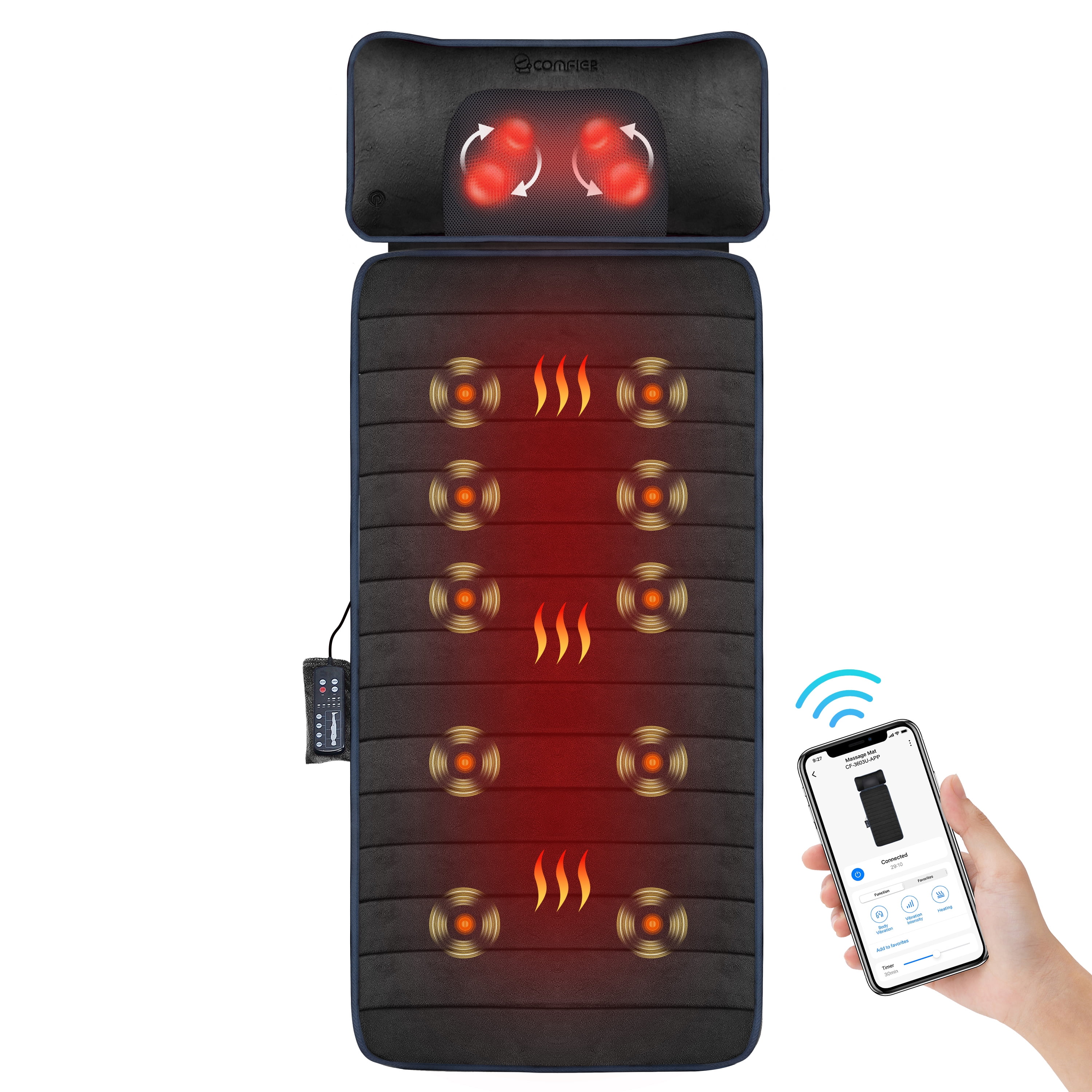 Comfier Massage Pad, Full Body Massage Mat with APP Control, Vibrating
