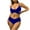 Blue, variant on WREESH Womens High Cut Bikini Criss Cross Bathing Suit Solid Color Swimwear Two-Piece Slim Swimsuit Bikini Straped Swimsuits Black
