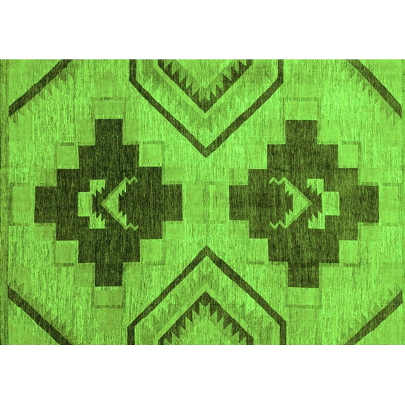 Ahgly Company Indoor Rectangle Abstract Green Modern Area Rugs, 2' x 4'