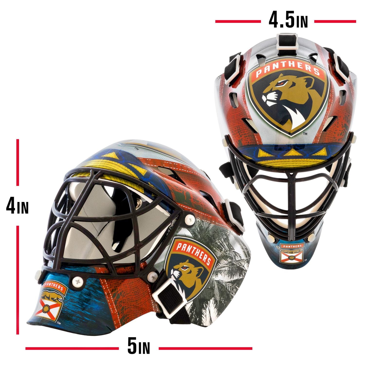 Franklin Sports Mini masque de gardien de but de hockey avec logo de l'équipe de la NHL de Panthers avec étui – Masque de gardien de but de collection avec logos et couleurs officiels de la NHL