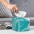 thumbnail image 6 of Vsdgher Teal Turquoise 1 Pattern Tissue Box Cover Holder, Square with Bottom Belt by Leather Decorative Organizer for Tabletop, Bathroom, Car, Office, 6 of 7