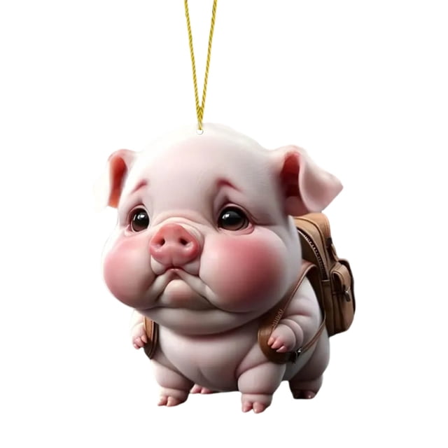 Cute Pig Car Rearview Mirror Pendant, Acrylic Car Interior Accessories Hanging Ornament, Funny Pig Charm Decor for Rear View Mirror, Backpack, Home, Office, Unisex Gift for Men and Women