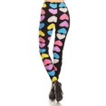 thumbnail image 3 of Women's Plus Pink Yellow Blue Big Hearts Pattern Printed Leggings, 3 of 3