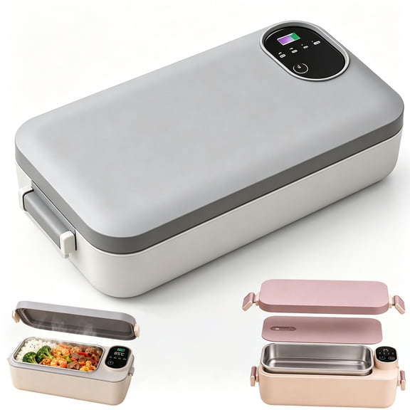 Portable Electric Lunch Box with Self-Heating,31.74oz Stainless Steel Food Warmer,Temperature Display for Work Travel