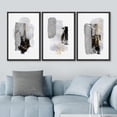 thumbnail image 3 of IDEA4WALL Framed Canvas Print Wall Art Set of 3 Dark Pastel Paint Stroke Collage Illustrations Abstract Geometric Modern Art Color Block Wall Decorative Artwork for Room Decor - Black 24"x36"x3, 3 of 5