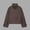 Brown, variant on XPMWRP Women's Cropped Stand Collar Wool Blend Coat Asymmetric Button Casual Fall Short Outer Jacket Red S