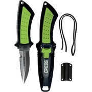 Cressi Lima (2.95" Blade) Tactical Dive Knife,for Scuba Diving, Snorkeling and Water Sports, Lime green, High Visability