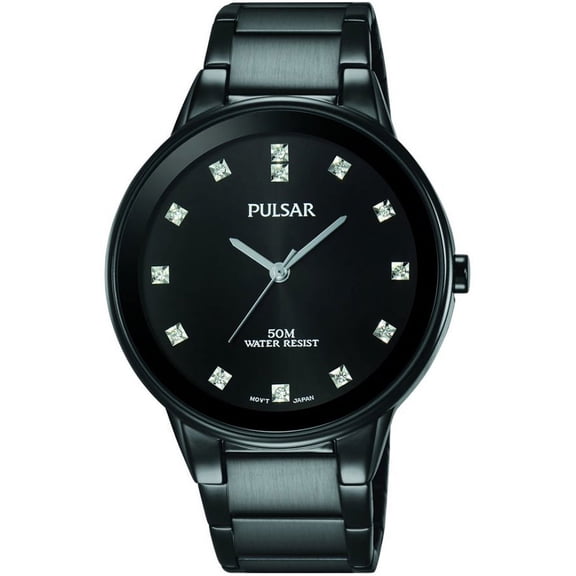 Easy Style Mens Crystal Marker Dress Watch - Black Ion Finish - Bracelet