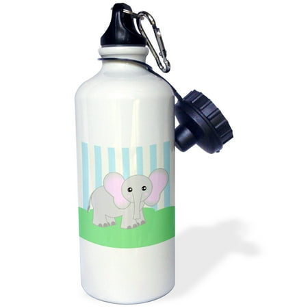 3dRose Baby Animals Blue Elephant, Sports Water Bottle, 21oz