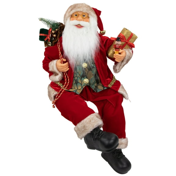 Northlight 24" Sitting Santa Claus with Gift Bag and Presents Christmas Figure