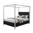 thumbnail image 2 of Keri King Size Canopy Bed- White Slatted Wood Frame- Black Upholstery, 2 of 6