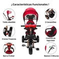 thumbnail image 3 of Triciclo Infantil Tipo Carriola con Bastón Ajustable Luz y Sonido-Rojo, 3 of 8