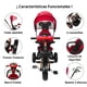 thumbnail image 3 of Triciclo Infantil Tipo Carriola con Bastón Ajustable Luz y Sonido-Rojo, 3 of 8