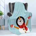 thumbnail image 4 of Christmas Soft Flannel Fleece Throw Blanket, Happy Smiling Snowman Ornate Snowflakes Cheering Joyful Graphic Character, Cozy Plush for Indoor and Outdoor Use, 50" x 70", Multicolor, by Ambesonne, 4 of 5