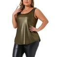 thumbnail image 4 of Agnes Orinda Women's Plus Size Metallic Tank Tops Party Glitter Camisole Sleeveless Square Neck Sparkly Tee Blouse 1X Gold, 4 of 6