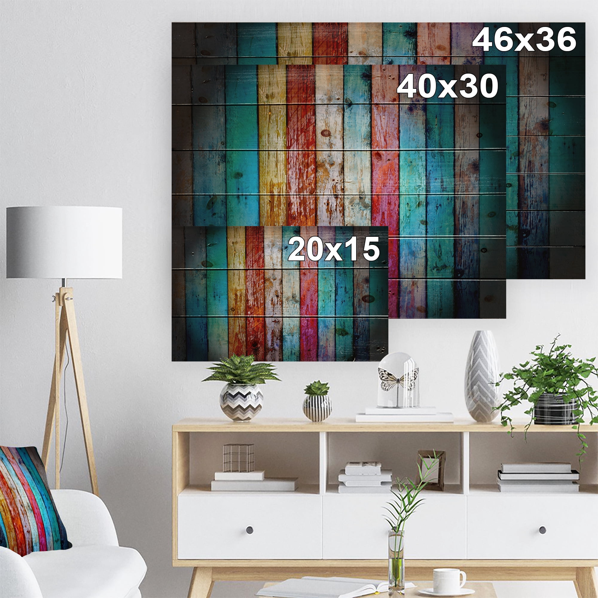 Designart 'Traditional Wooden Pattern ' Contemporary Print on Natural Pine Wood