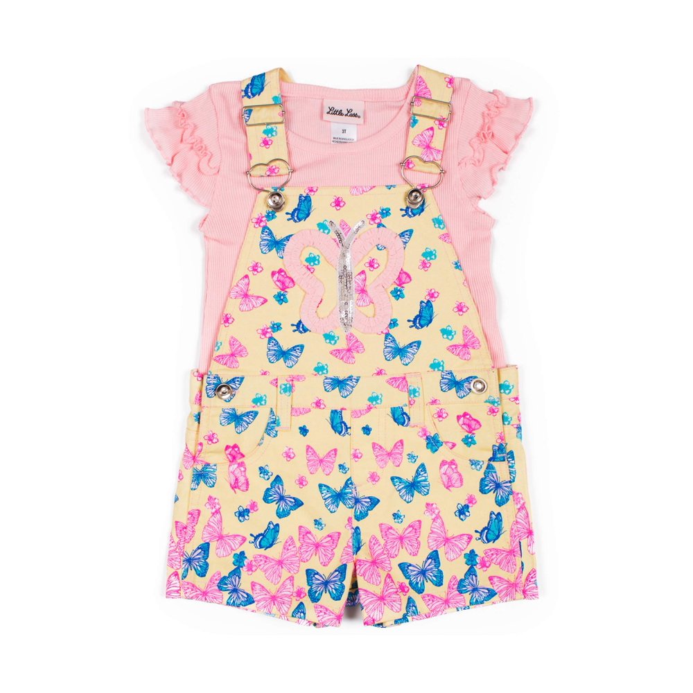 Little Lass Little Lass Printed Twill Shortall and Fashion Top, 2