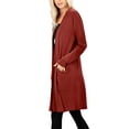 thumbnail image 2 of J. METHOD Women's Open Front Long Sleeve Cardigan Casual Basic Lightweight Soft Sweater with Slouchy Pockets NEWJ1440 Firedbrick M, 2 of 5