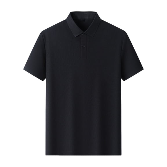 Mrmaere Men's Short Sleeve Zip Front Shirt Spread Collar Full Closure Lightweight Fabric Versatile Casual Streetwear Daily Top Black L