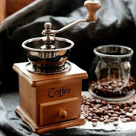 

Hariumiu Travel Coffee Grinder Vintage Portable Hand Wood Coffee Mill Coffee Grinder with Drawer Travel Coffee Bean Grinding Tool Perfect Gift for Coffee