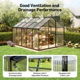 thumbnail image 6 of Sylviera 8x10ft Outdoor Walk-in Greenhouse, Heavy-Duty Polycarbonate Green House with Reinforced Aluminum Frame for Garden, Backyard, and Winter Planting, 6 of 8