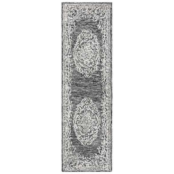 SAFAVIEH Precious Darrin Quatrefoil Runner Rug, Black/Ivory, 2'3" x 8'