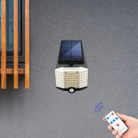 

WMYBD Clearence Solar Outdoor Lights Motion Sensor Solar Powered Lights IP65 Waterproof 3 Modes with Remote Control Wall Security Lights For Fence Yard Garden Patio Front Door Gifts