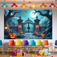 thumbnail image 3 of Halloween Theme Decorative Banner Spooky Atmosphere Jack o Lanterns Gate Design for Outdoor Decorating Holiday Party Night, 3 of 5