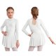 thumbnail image 3 of Vestido de tul y malla de gimnasia para niñas, ropa de baile, manga larga, cuello redondo, brillantes diamantes de imitación, para patinaje artístico, baile de salón, 3 of 5