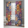 thumbnail image 4 of Boho Blue Flower Sheer Curtains 84 Inch Length 2 Panels Set Window Treatments, Spring Bohemia Chic Red Yellow Floral Rod Pocket Semi Curtains for Living Room/Bedroom/Kitchen Décor, 104"W x 84"L, 4 of 7