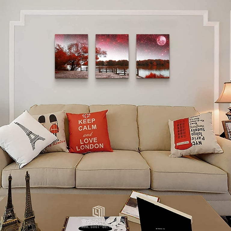 Simple Wall Art Ideas, Red Modern Abstract Painting, Dining Room