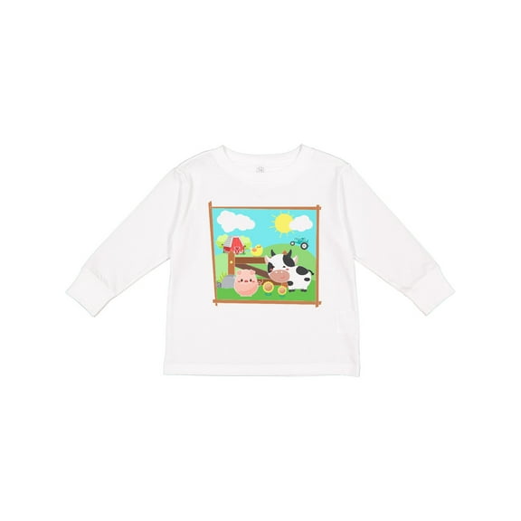 Inktastic Farm Animals with Cow, Chick and Pig Boys or Girls Long Sleeve Toddler T-Shirt